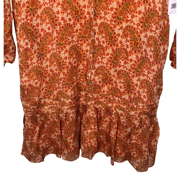 Joie Bree Caramel Multi Paisley Print Mini Silk Dress Size 4 - Picture 13 of 16